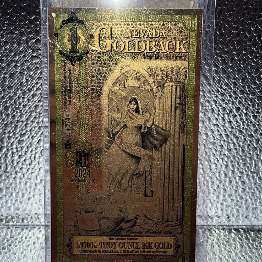 Goldback 2024 Nevada 1/1000 oz .999 Gold Bar Uncertified Gold Foil Note